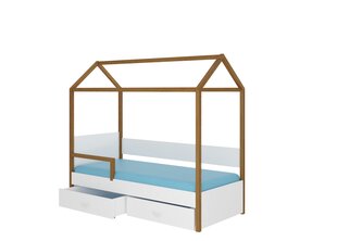 Кровать ADRK Furniture Otello 80x180 см с боковой защитой, белая/коричневая цена и информация | Детские кровати | hansapost.ee