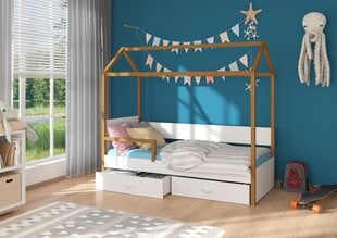 Voodi ADRK Furniture Otello 80x180 cm küljekaitsega, valge/pruun цена и информация | Детские кровати | hansapost.ee