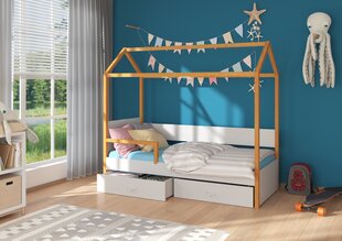 Кровать ADRK Furniture Otello 80x180 см с боковой защитой, серая/коричневая цена и информация | Детские кровати | hansapost.ee