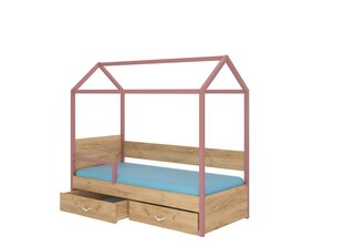 Кровать ADRK Furniture Otello 90x200 см, коричневая/розовая цена и информация | Детские кровати | hansapost.ee