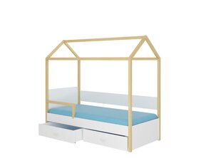 Voodi ADRK Furniture Otello 90x200 cm küljekaitsega, valge/helepruun цена и информация | Детские кровати | hansapost.ee