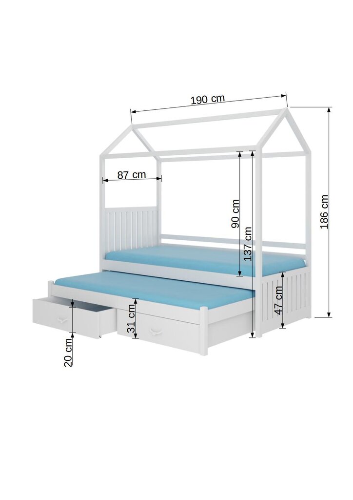 Voodi ADRK Furniture Jonasek 80x180cm, tumehall цена и информация | Lastevoodid | hansapost.ee