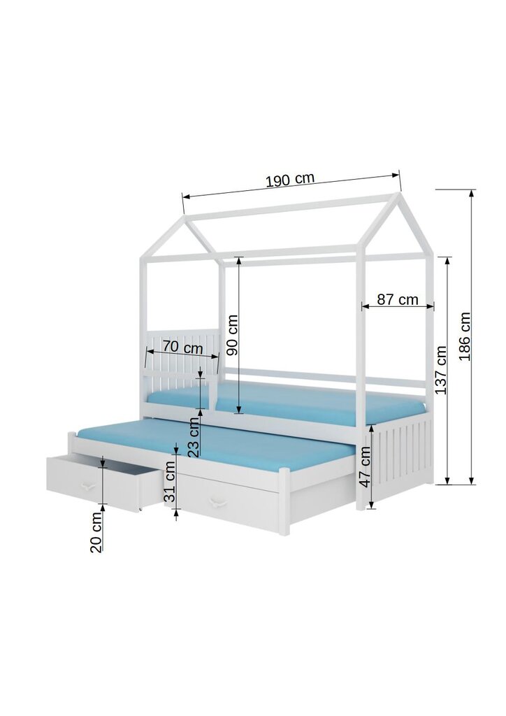 Voodi ADRK Furniture Jonasek külgkaitsega 80x180cm, roosa hind ja info | Lastevoodid | hansapost.ee