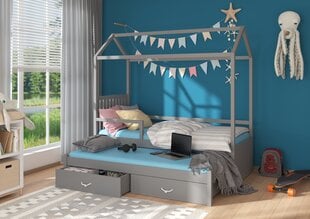 Кровать ADRK Furniture Jonasek с боковой защитой 80x180см, серая цена и информация | Детские кровати | hansapost.ee