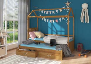Voodi ADRK Furniture Jonasek 90x200cm, tumepruun цена и информация | Детские кровати | hansapost.ee