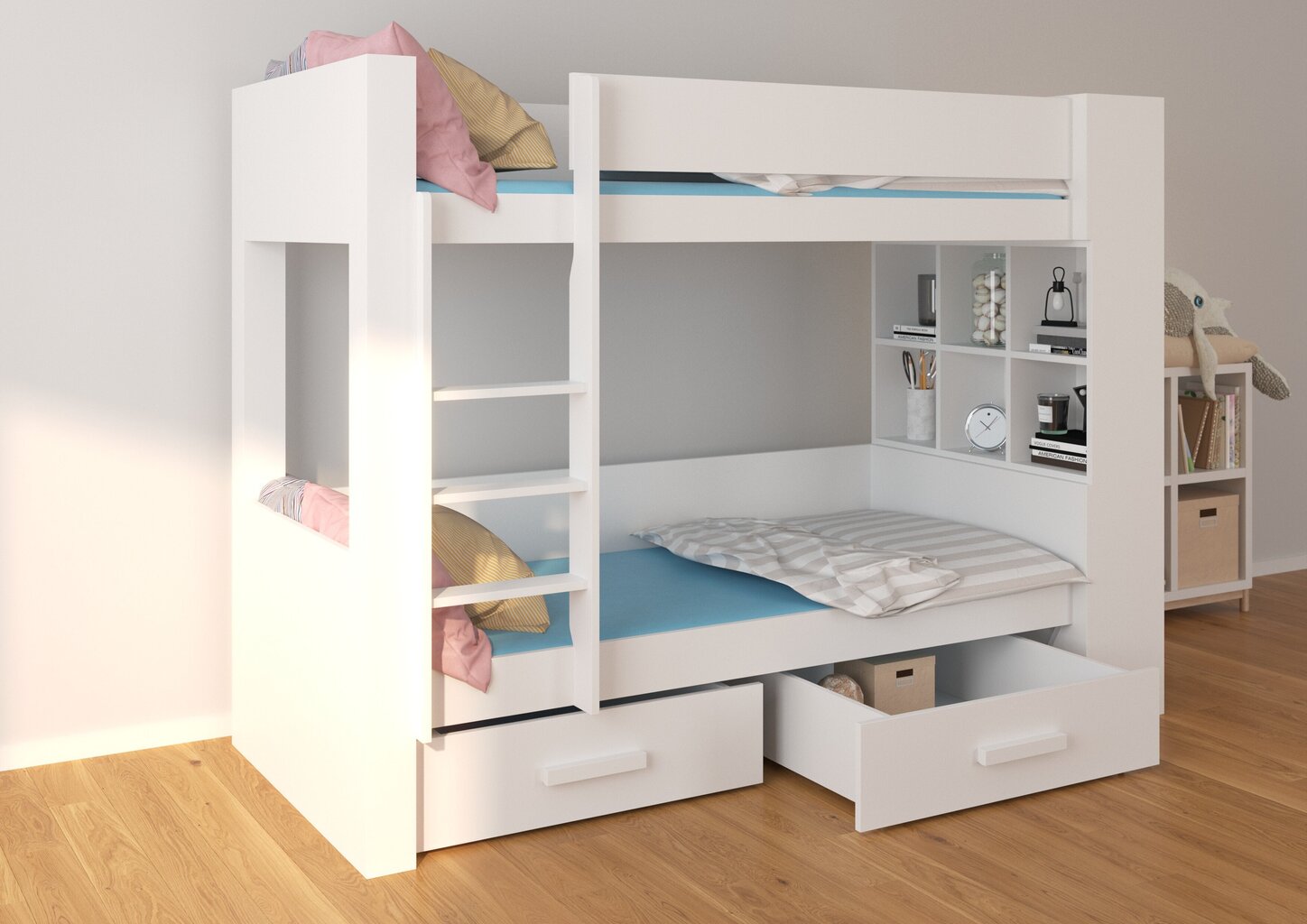 Voodi ADRK Furniture Garet 90x200 cm, valge/pruun цена и информация | Lastevoodid | hansapost.ee