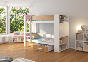 Voodi ADRK Furniture Garet 90x200 cm, valge/pruun цена и информация | Детские кровати | hansapost.ee