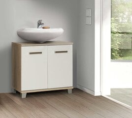 Нижний шкафчик Forte Veris VERZ12-Q34, белый/цвет дуба цена и информация | Шкафчики для ванной | hansapost.ee