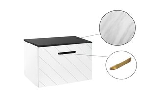 Шкафчик для ванны Besco Floo 60 с Slim marble столешницей, белый/золотой цена и информация | Шкафчики для ванной | hansapost.ee