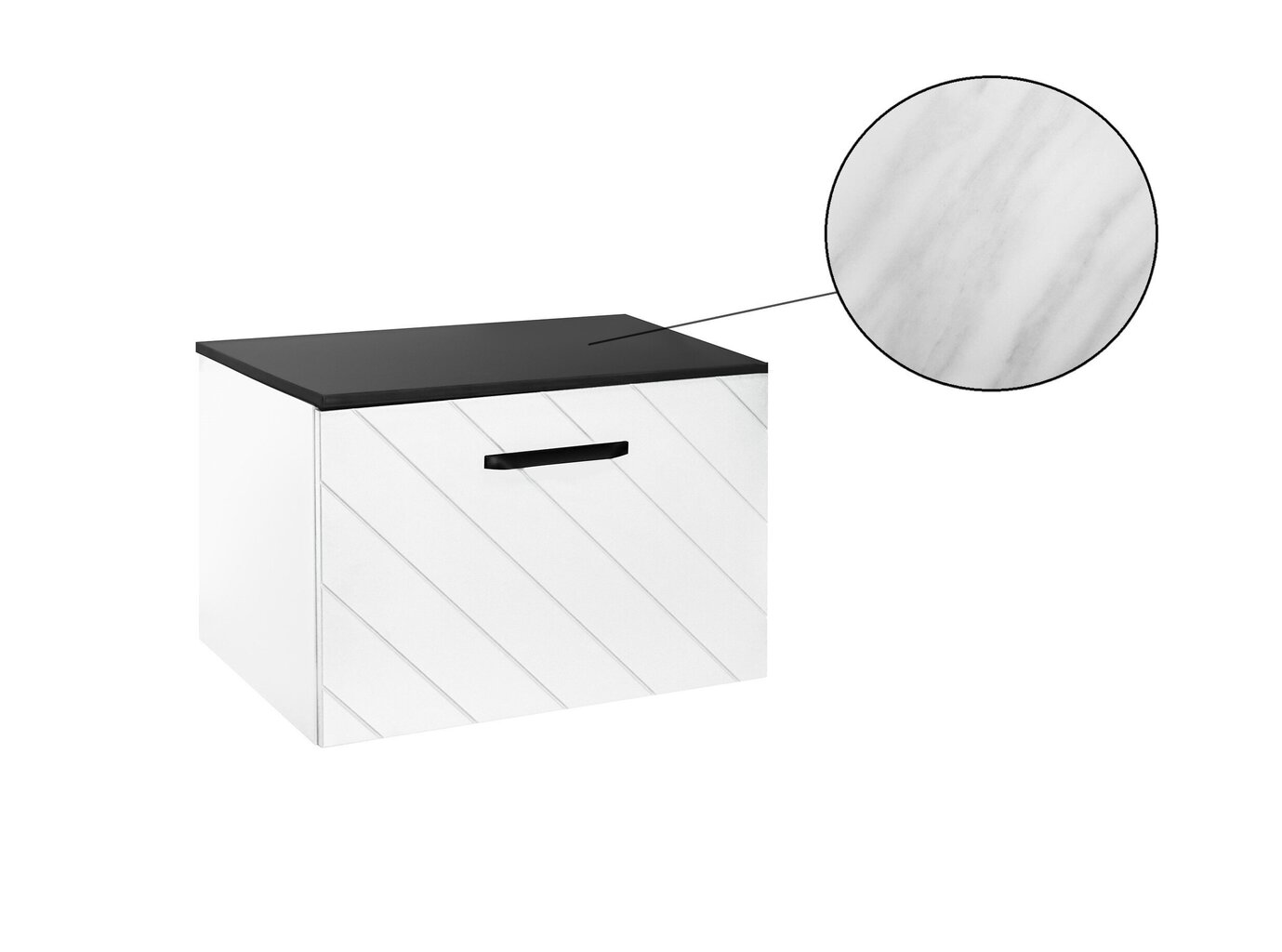 Vannitoakapp Besco Floo 80 koos Slim marble tööpinnaga, valge/must цена и информация | Vannitoakapid | hansapost.ee