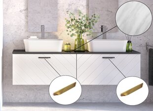 Vannitoakapp Besco Floo 120 koos Slim marble tööpinnaga, valge/kuldne hind ja info | Vannitoakapid | hansapost.ee