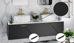 Шкафчик для ванной Besco Floo 120 с Slim black столешницей, черный цена и информация | Шкафчики для ванной | hansapost.ee
