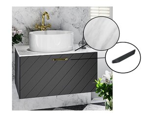 Шкафчик для ванной Besco Floo 80 с Slim marble столешницей, черный цена и информация | Шкафчики для ванной | hansapost.ee