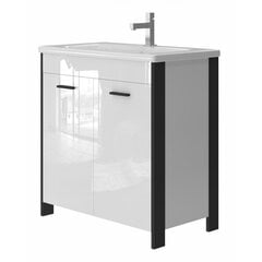 Шкаф для ванной комнаты с умывальником Brooklyn BR-80, черный/белый цена и информация | Шкафчики для ванной | hansapost.ee