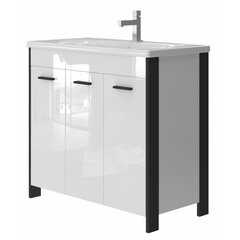 Шкаф для ванной комнаты с умывальником Brooklyn BR-90, черный/белый цена и информация | Шкафчики для ванной | hansapost.ee