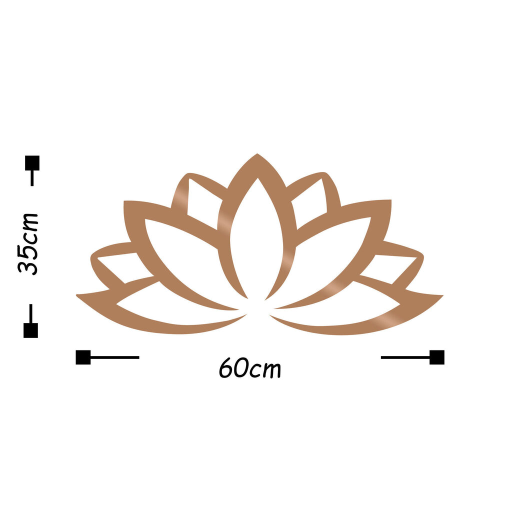 Metallist seinakaunistus Lotus Flower 2 Copper, 60x35 cm hind ja info | Sisustuselemendid | hansapost.ee