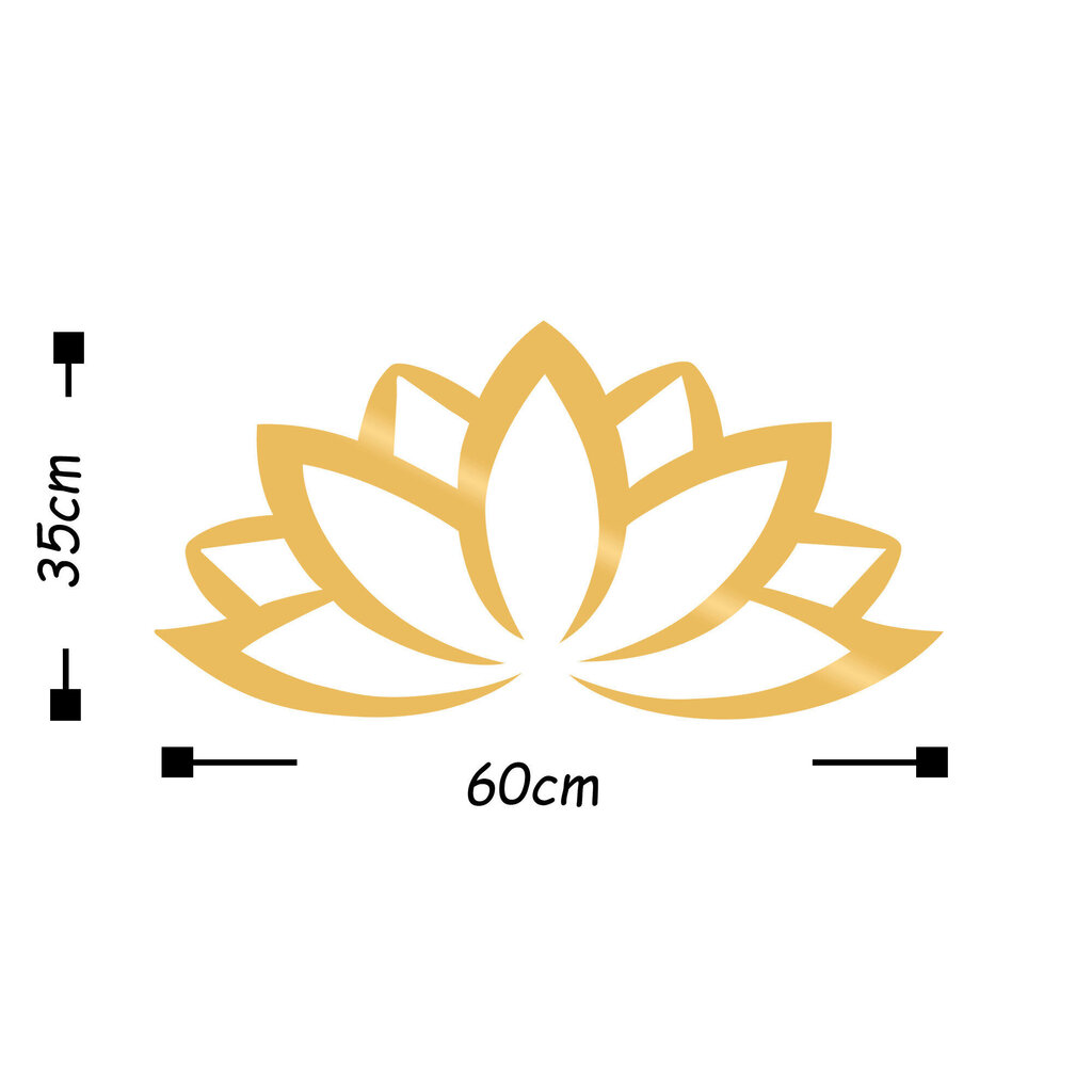 Metallist seinakaunistus Lotus Flower 2 Gold, 60x35 cm hind ja info | Sisustuselemendid | hansapost.ee