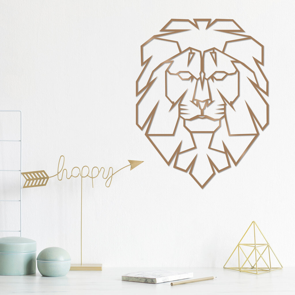 Metallist seinakaunistus Lion Copper, 39x50 cm цена и информация | Sisustuselemendid | hansapost.ee