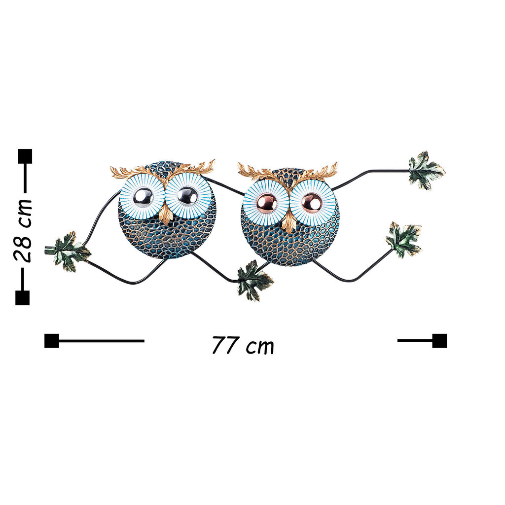 Metallist seinadekoratsioon Owl 3, 77x28 cm цена и информация | Sisustuselemendid | hansapost.ee