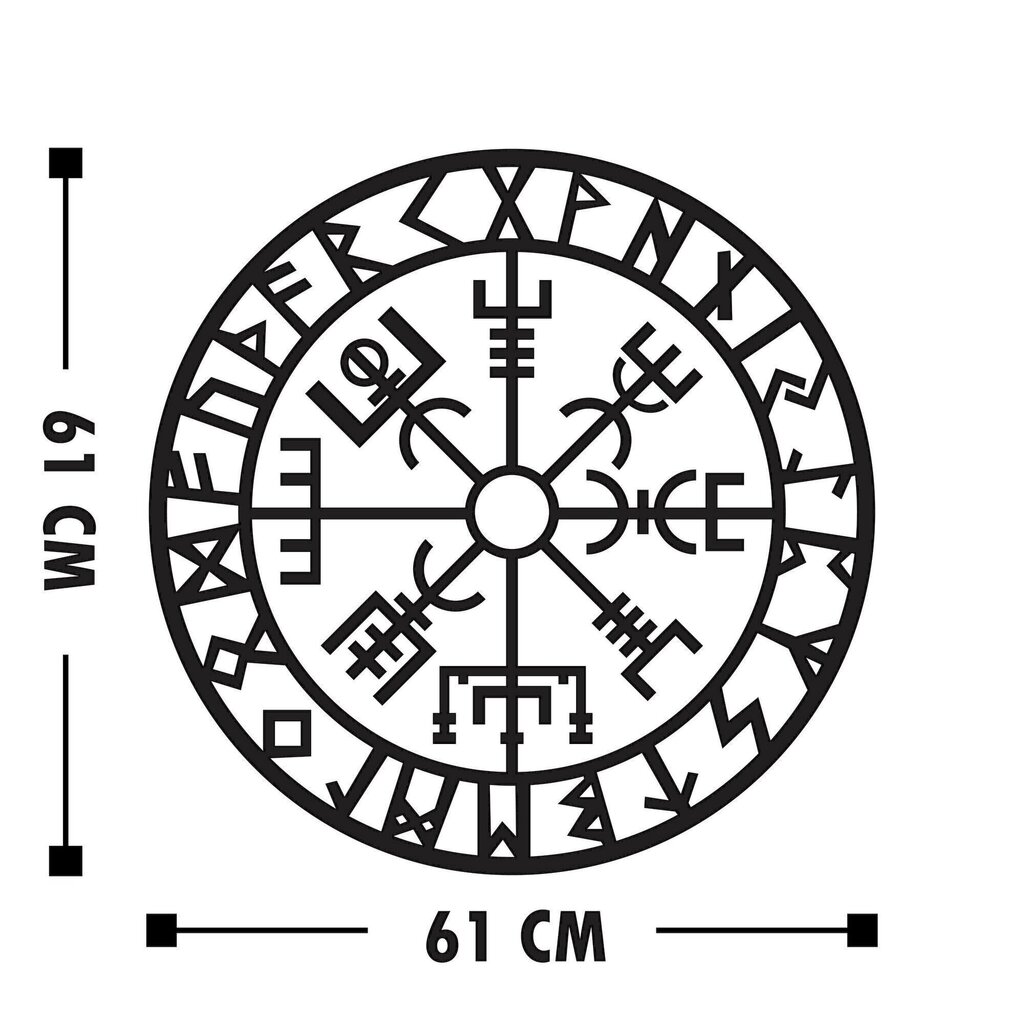 Metallist seinadekoratsioon Vegvisir 2, 61x61 cm hind ja info | Sisustuselemendid | hansapost.ee