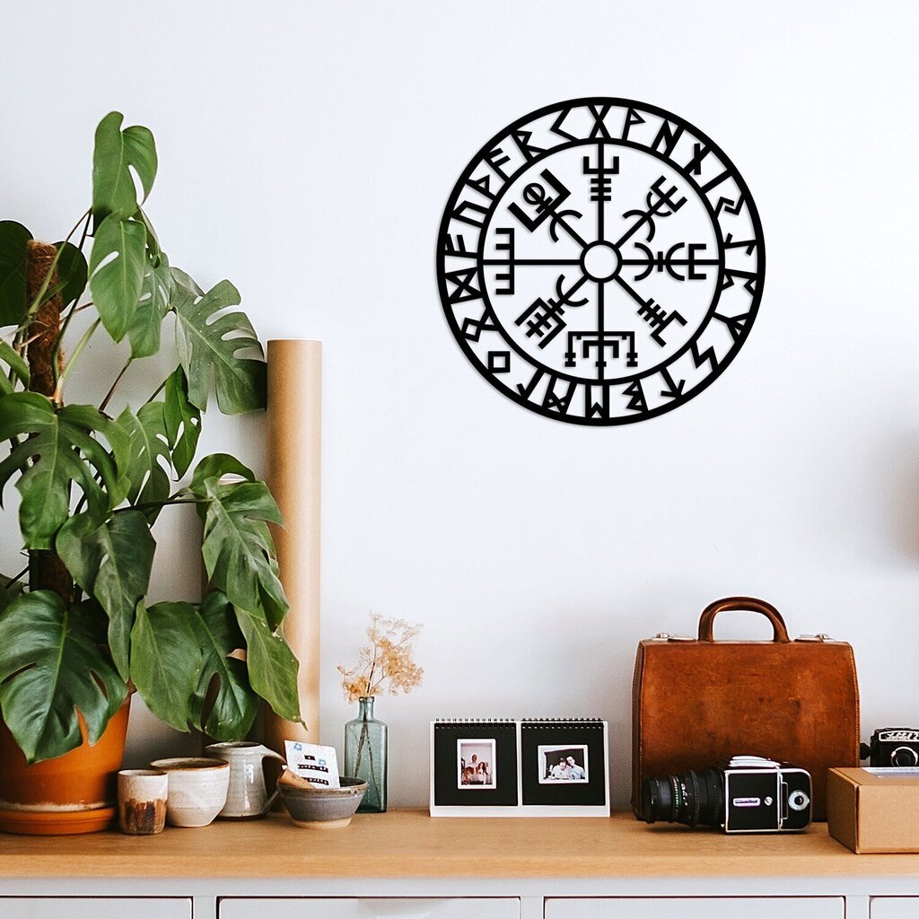 Metallist seinadekoratsioon Vegvisir 2, 61x61 cm цена и информация | Sisustuselemendid | hansapost.ee