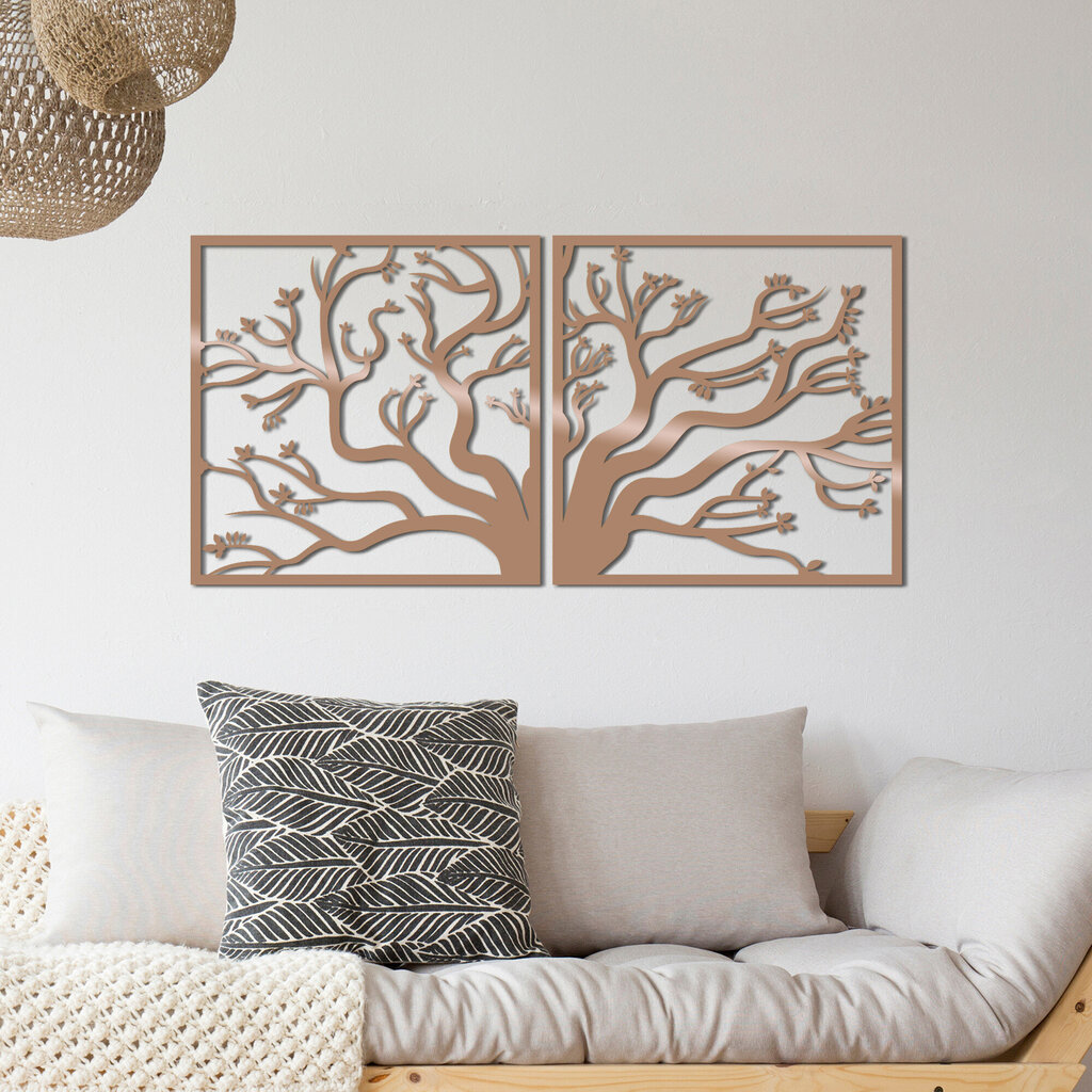 Metallist seinadekoratsioon Tree2 Copper, 100x50 cm цена и информация | Sisustuselemendid | hansapost.ee
