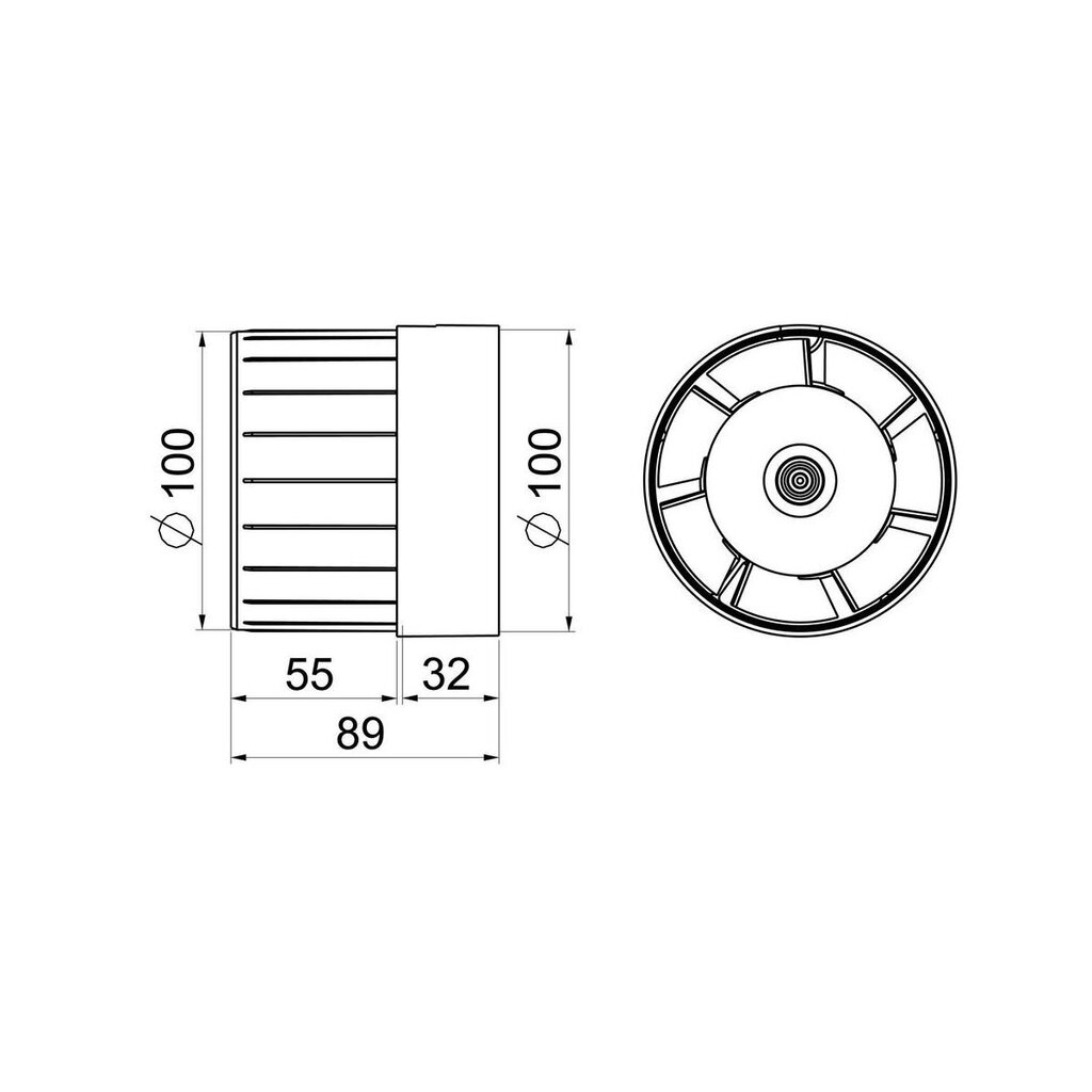 Kanaliventilaator Awenta WKA 100, 100mm hind ja info | Vannitoa ventilaatorid | hansapost.ee