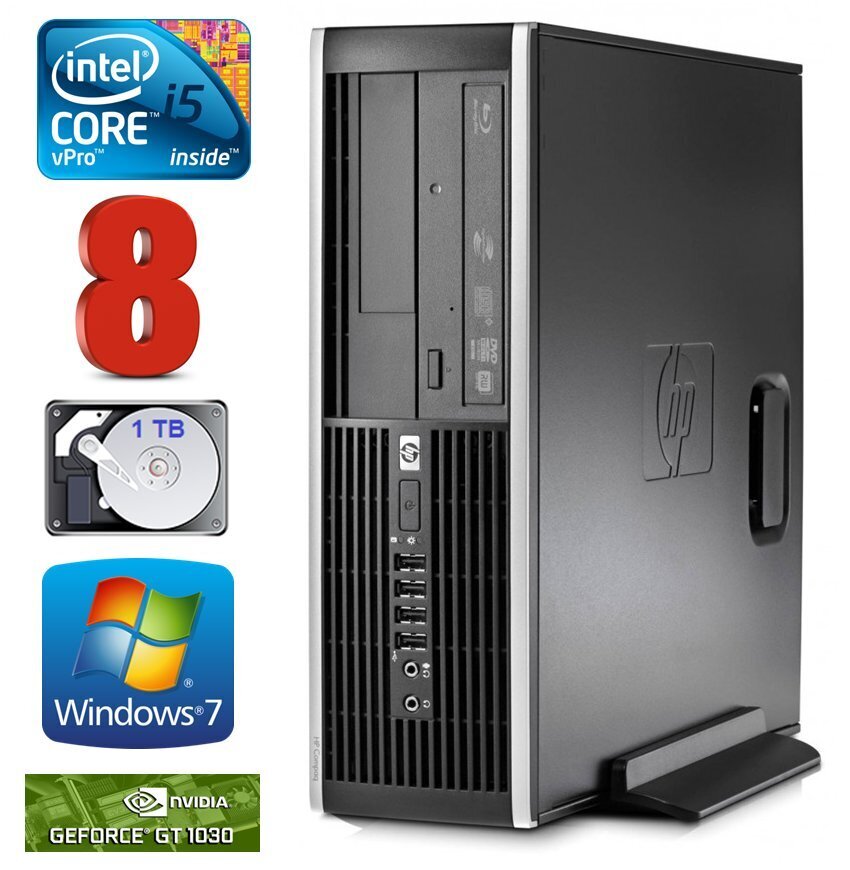 HP 8100 Elite SFF i5-650 8GB 1TB GT1030 2GB DVD WIN7Pro цена и информация | Lauaarvutid | hansapost.ee