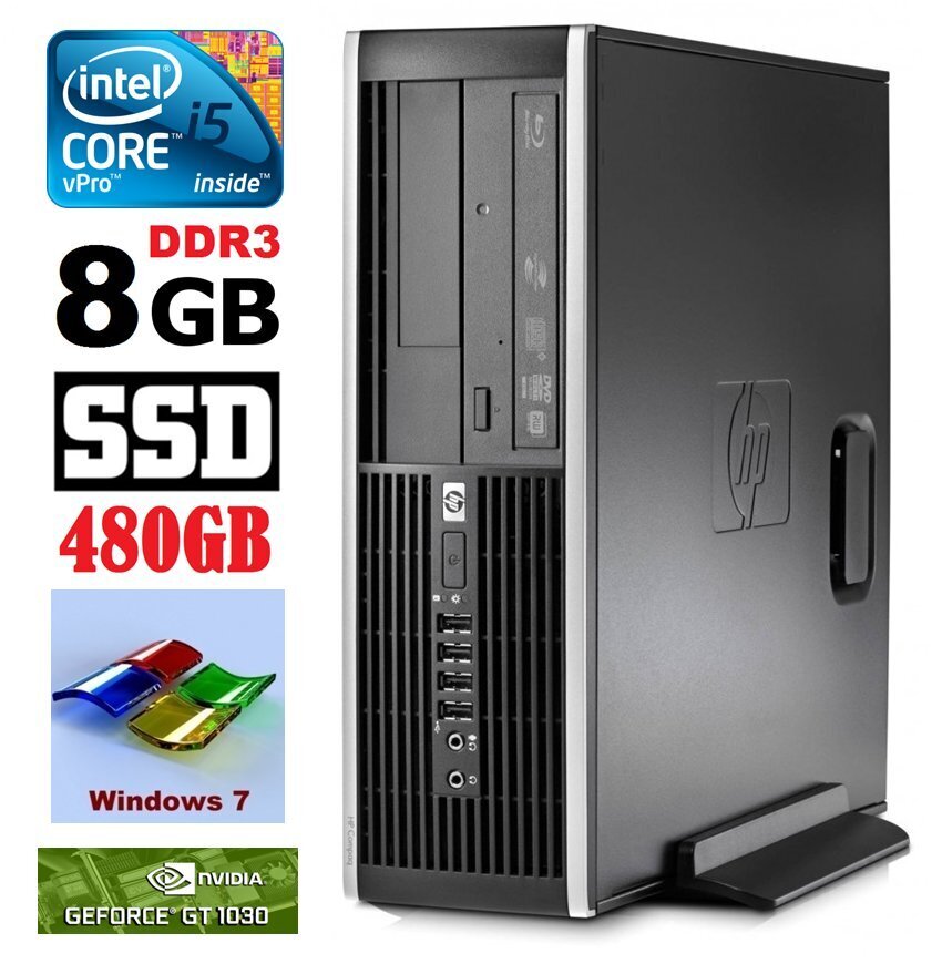 HP 8100 Elite SFF i5-650 8GB 480SSD GT1030 2GB DVD WIN7Pro цена и информация | Lauaarvutid | hansapost.ee