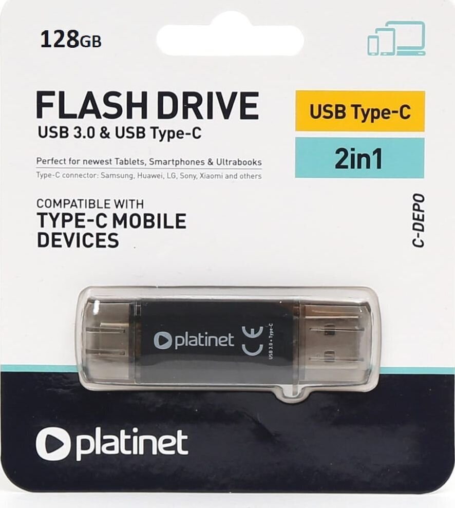 Mälupulk Platinet 128GB USB 3.0 + Type-C цена и информация | Mälupulgad | hansapost.ee