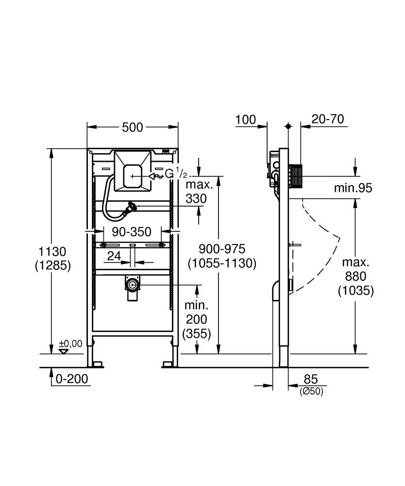 Grohe Rapid SL seinasisese pissuaari raam price and information | WС-potid | hansapost.ee