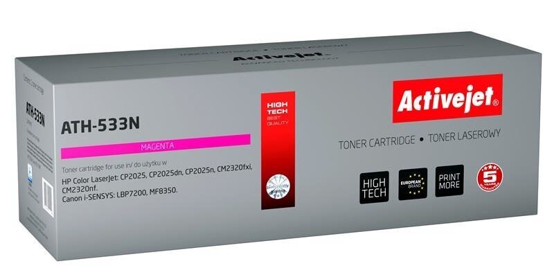 Tooner Activejet ATH-533N (HP CC533A / Canon CRG-718M) laserprinteritele, 2800 lk, purpur hind ja info | Laserprinteri toonerid | hansapost.ee