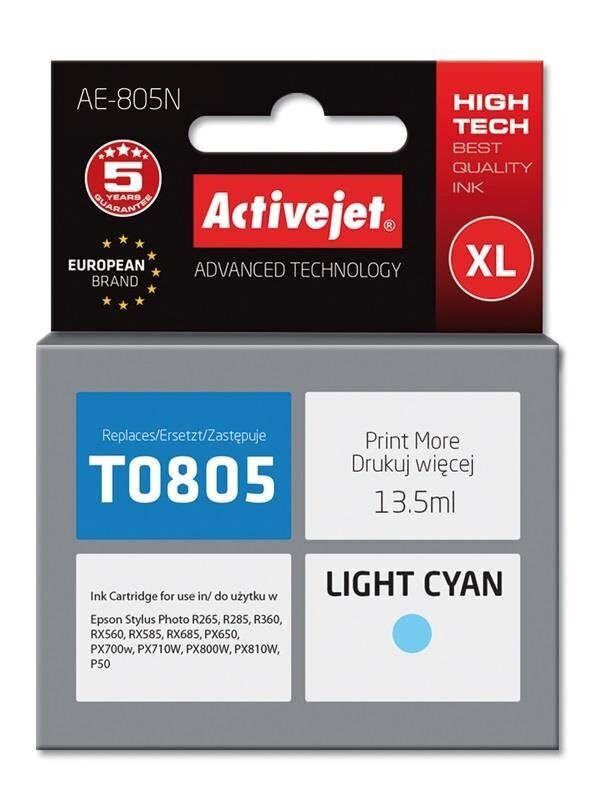 ActiveJet AE-805N, Epson T0805 XL kõrge tindikassett, helesinine цена и информация | Tindiprinteri kassetid | hansapost.ee