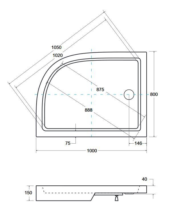 Poolringikujuline dušikabiin Besco Modern alusega, 100x185,120x185 cm hind ja info | Dušikabiinid | hansapost.ee