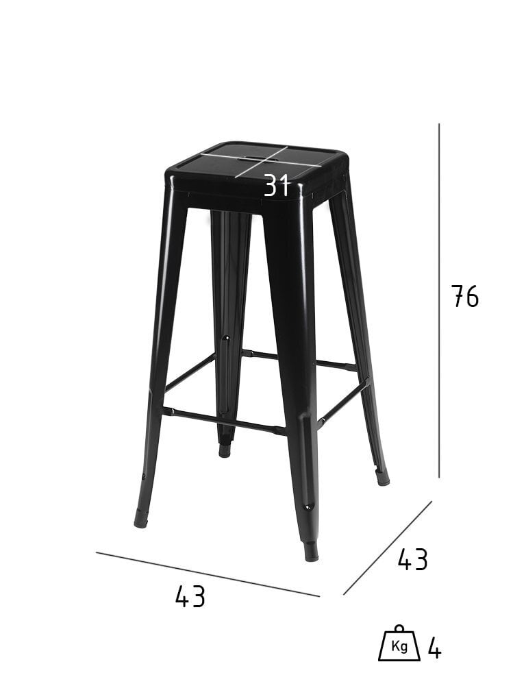 4-baaritooli komplekt Korona, must hind ja info | Köögitoolid, söögitoolid | hansapost.ee