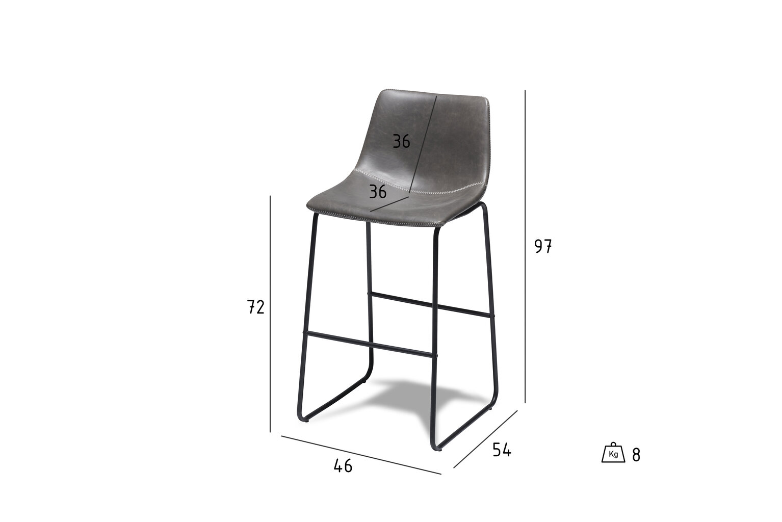 2-baaritooli komplekt Indiana, hall hind ja info | Köögitoolid, söögitoolid | hansapost.ee