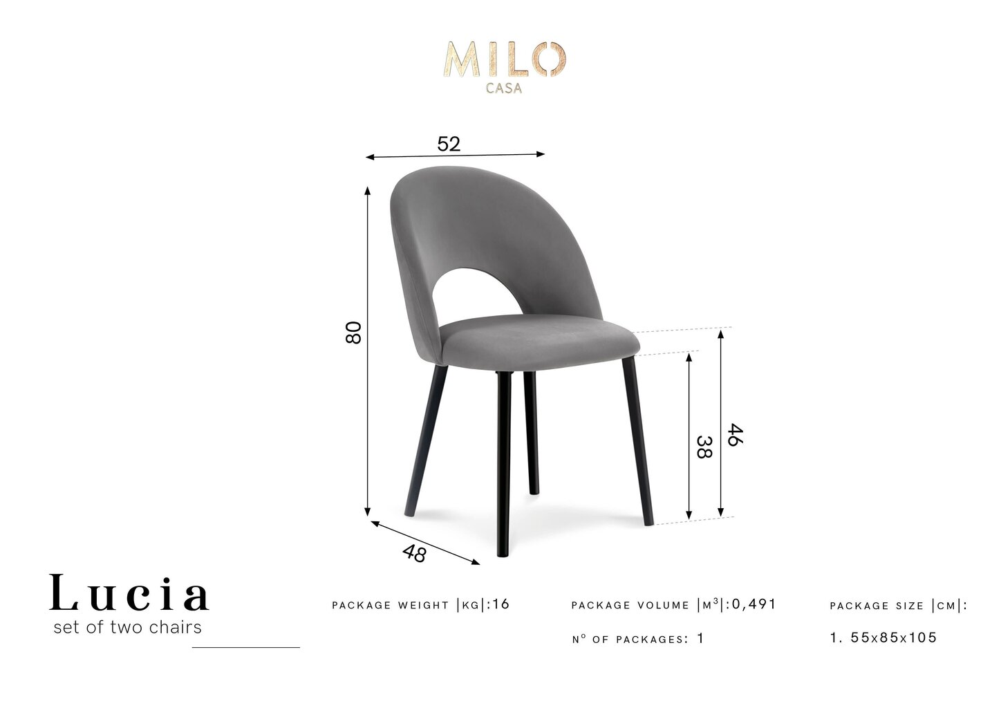 2-tooli komplekt Milo Casa Lucia, tumesinine hind ja info | Köögitoolid, söögitoolid | hansapost.ee