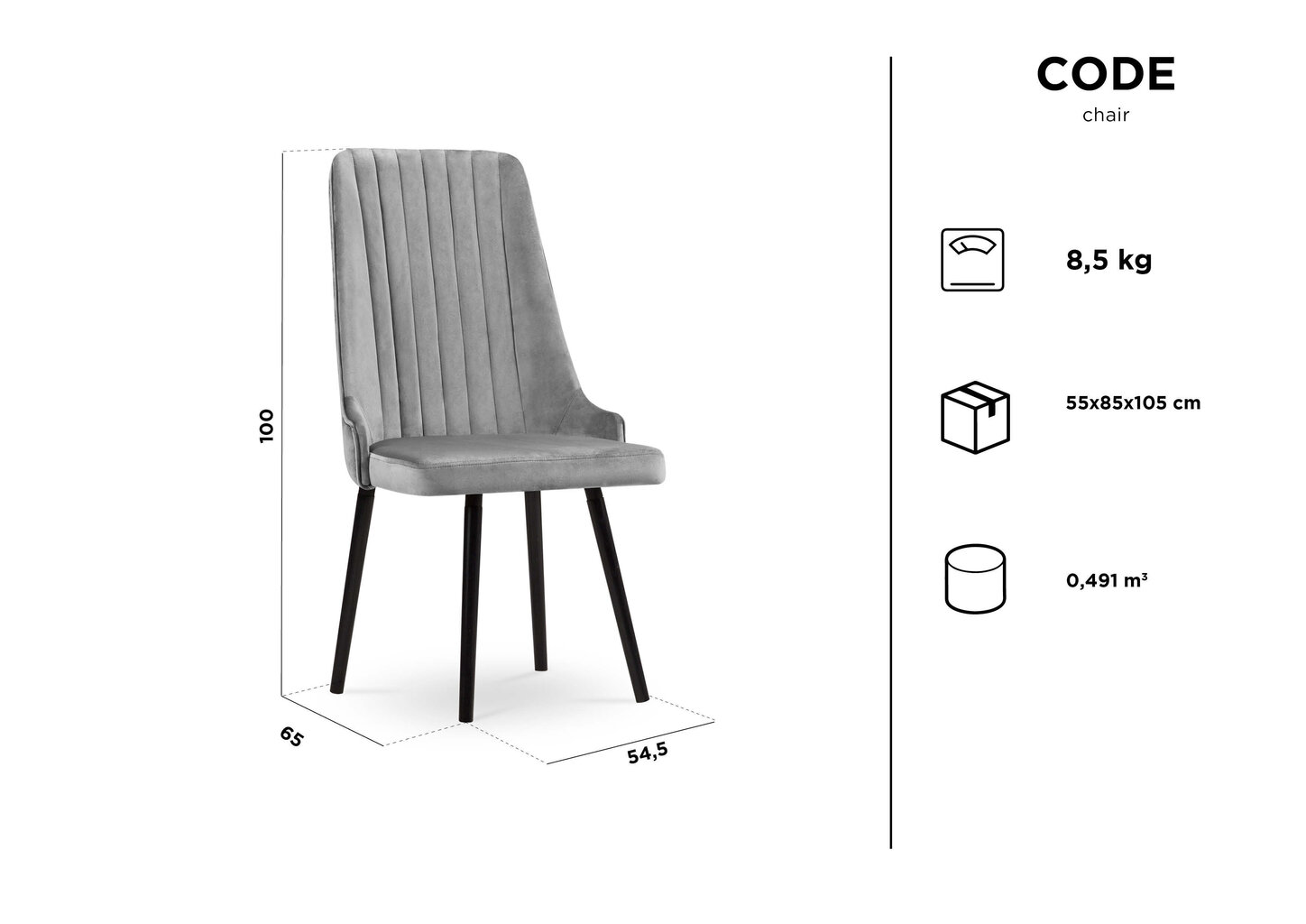 Tool Kooko Home Code, helehall hind ja info | Köögitoolid, söögitoolid | hansapost.ee