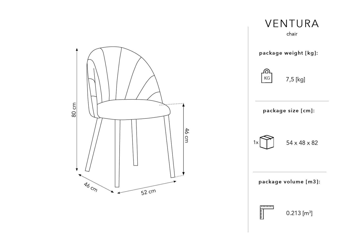 Tool Micadoni Home Ventura, must hind ja info | Köögitoolid, söögitoolid | hansapost.ee