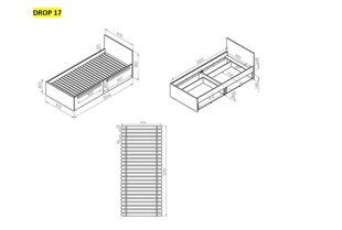 Voodi Drop 17, 90X200 cm, tumehall price and information | Voodid | hansapost.ee