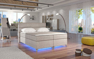 Voodi Amadeo LED valgustusega, 140x200 cm, gobelään, kreem цена и информация | Кровати | hansapost.ee