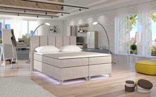 Кровать Basilio с LED подсветкой, 160x200 см, гобелен, кремовая цена и информация | Кровати | hansapost.ee