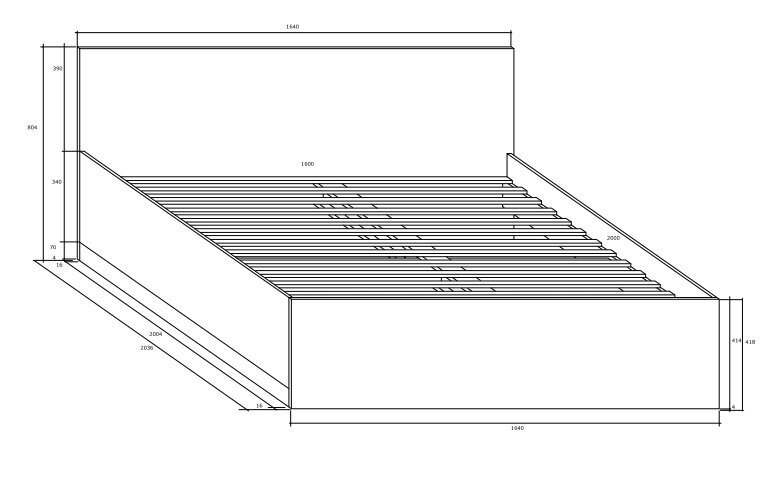 Voodi Meblocross Maximus 160, 160x200 cm, tume tamm/valge цена и информация | Voodid | hansapost.ee