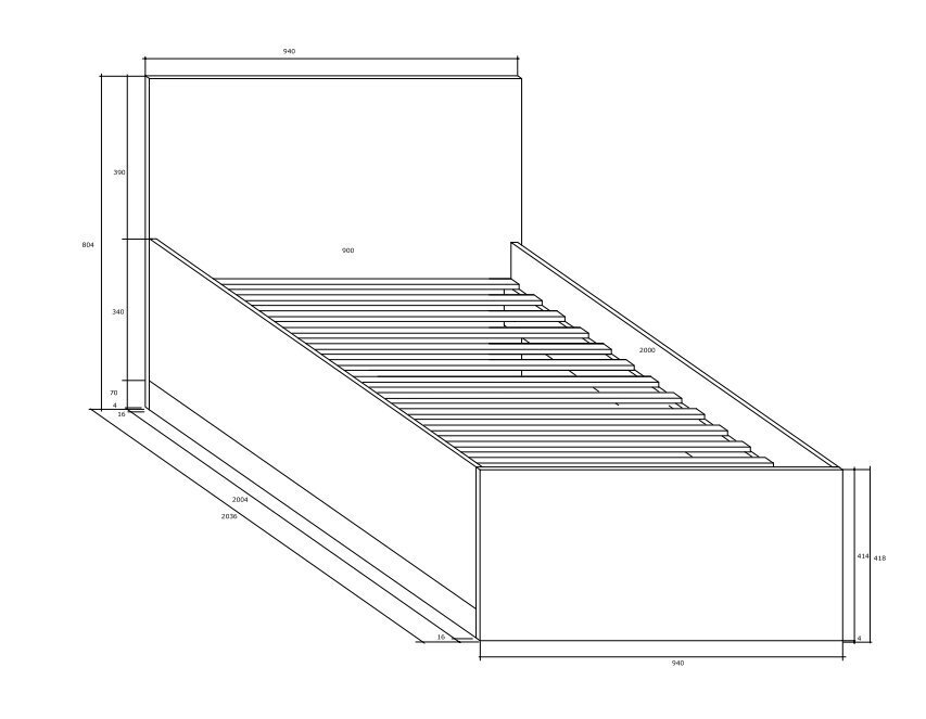 Voodi Meblocross Maximus 90, 90x200 cm, tume tamm/valge цена и информация | Voodid | hansapost.ee