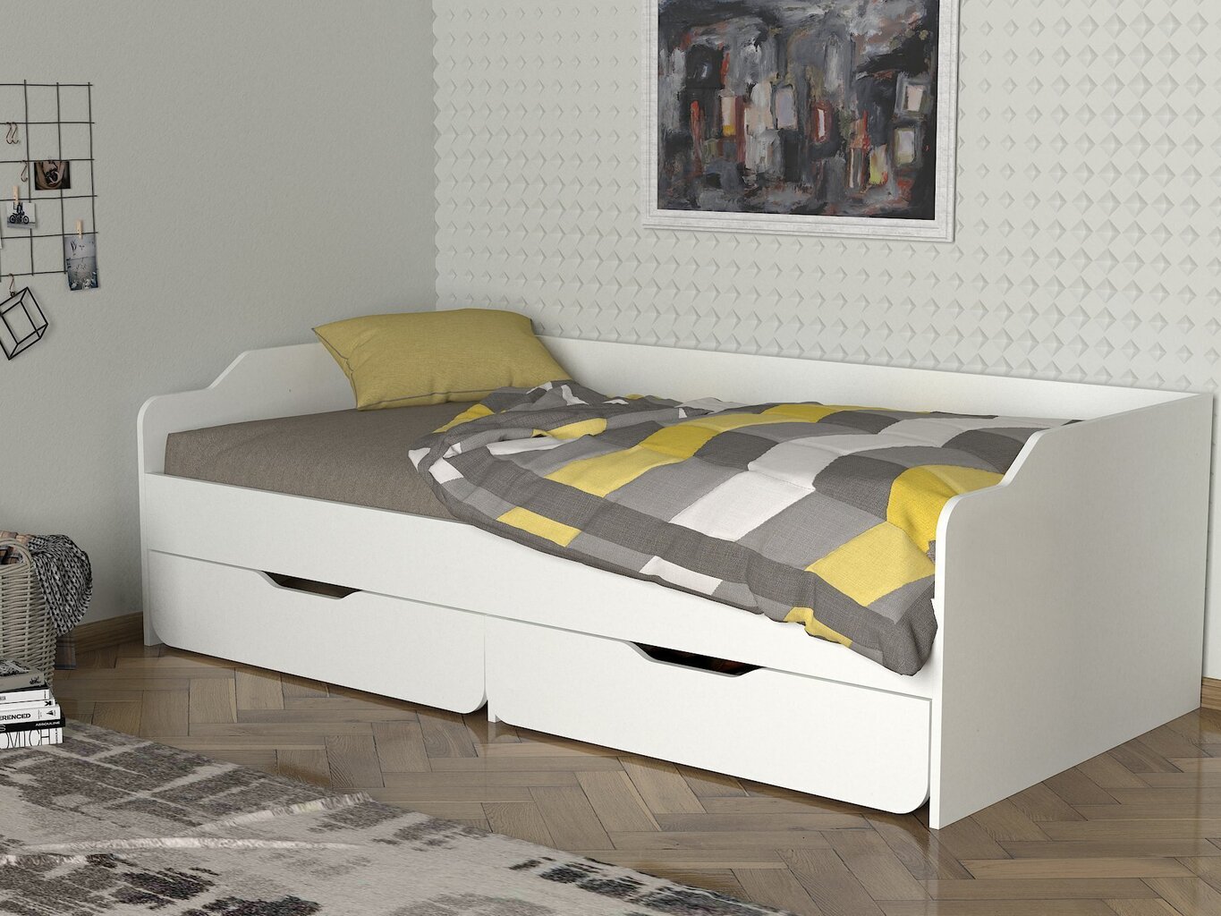 Voodi Kalune Design Young, 91,4x191 cm, valge hind ja info | Voodid | hansapost.ee