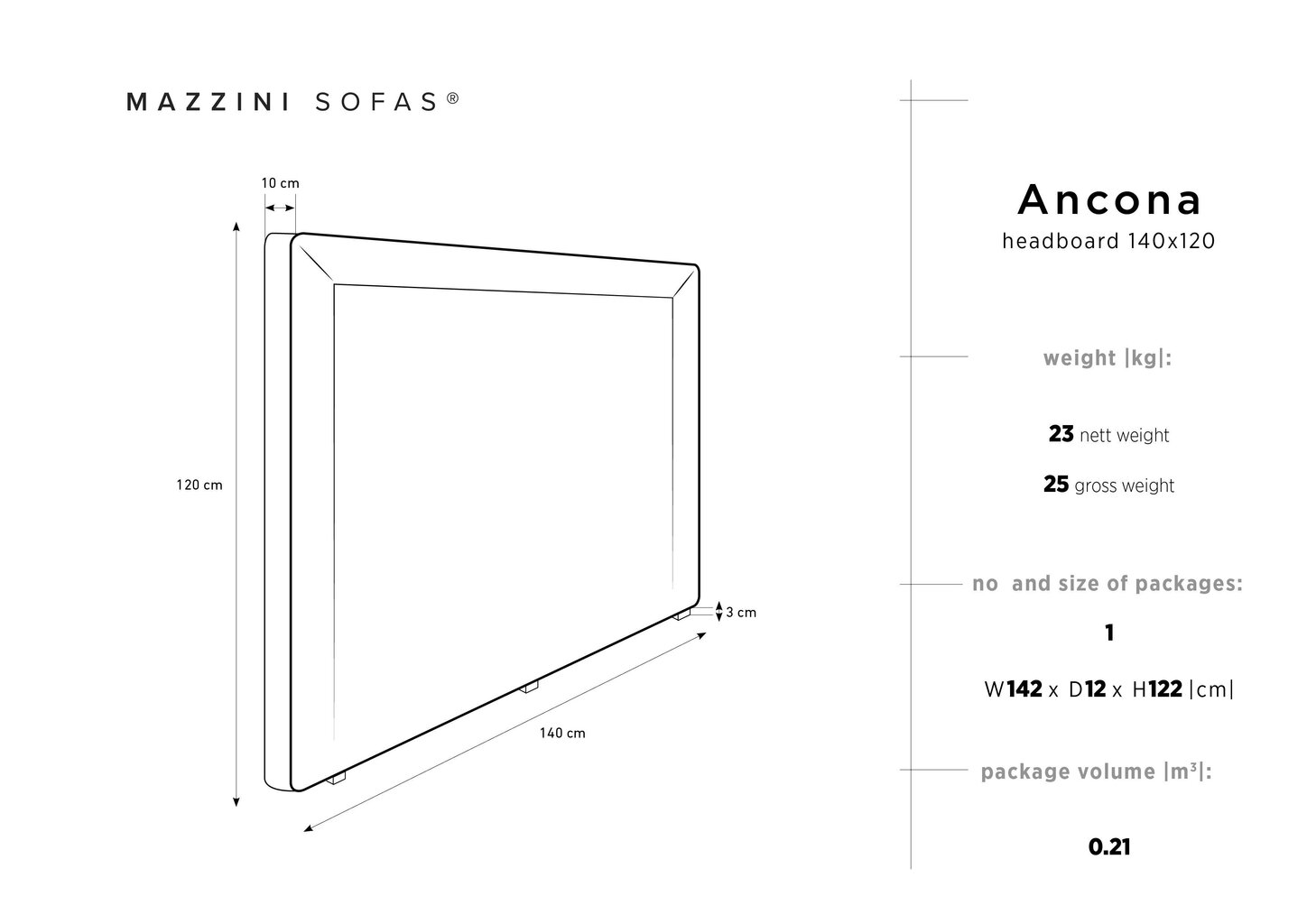 Voodipeats Mazzini Sofas Ancona 140 cm, kreemjas hind ja info | Voodid | hansapost.ee