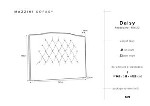 Voodipeats Mazzini Sofas Daisy 140 cm, sinine hind ja info | Voodid | hansapost.ee