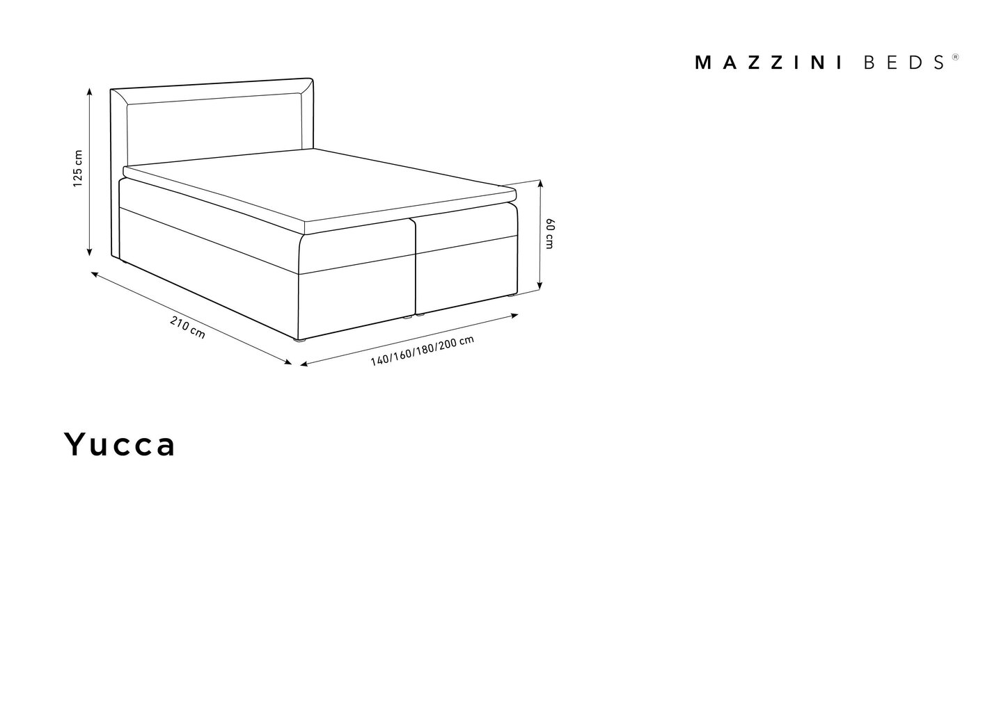 Voodi Mazzini Beds Yucca 180x200 cm, hall hind ja info | Voodid | hansapost.ee