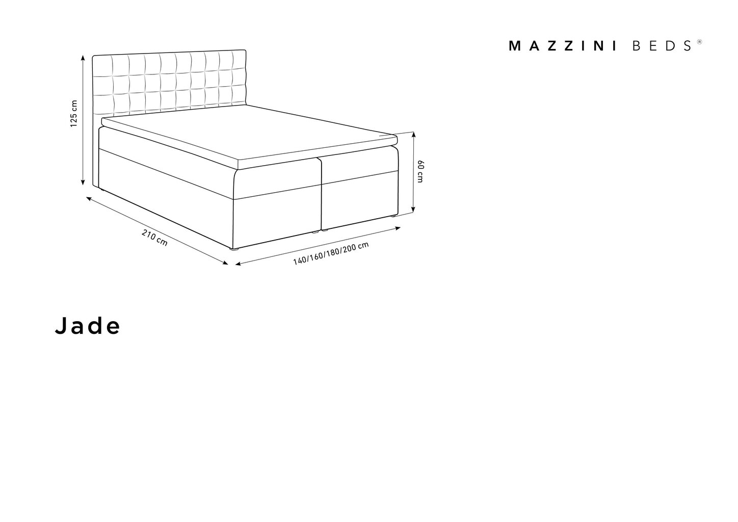 Voodi Mazzini Beds Jade 180x200 cm, hall цена и информация | Voodid | hansapost.ee