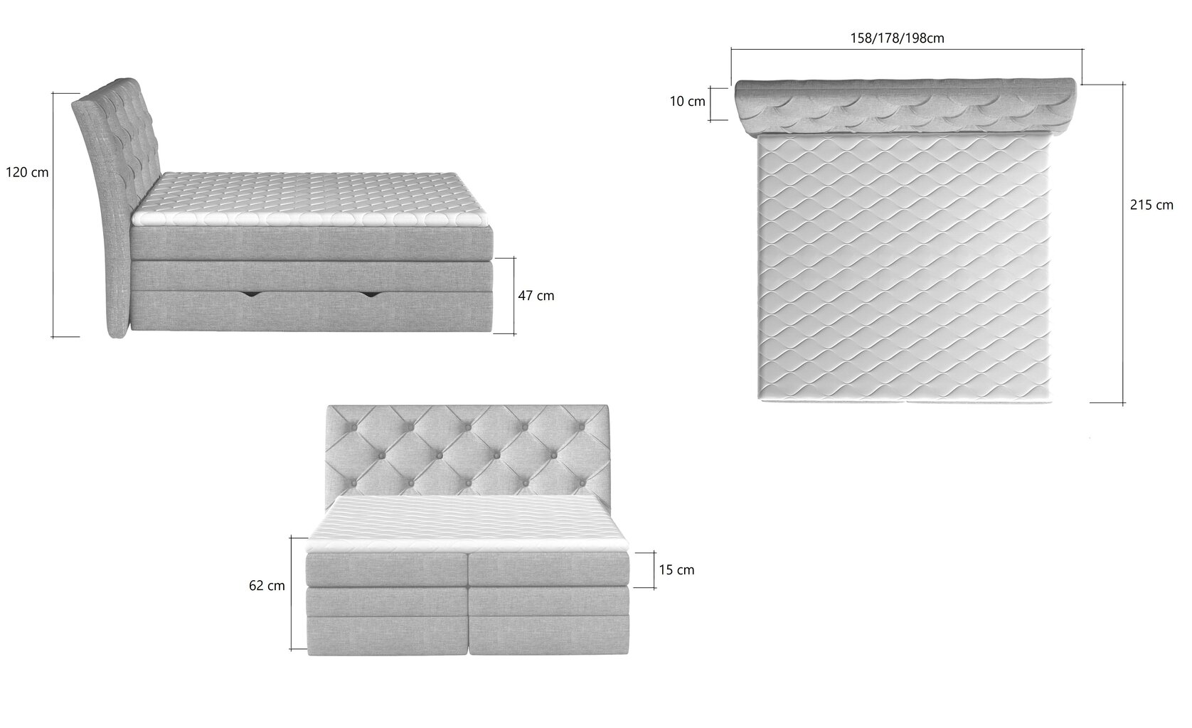 Voodi NORE Mirabel 03, 140x200 cm, tumehall hind ja info | Voodid | hansapost.ee